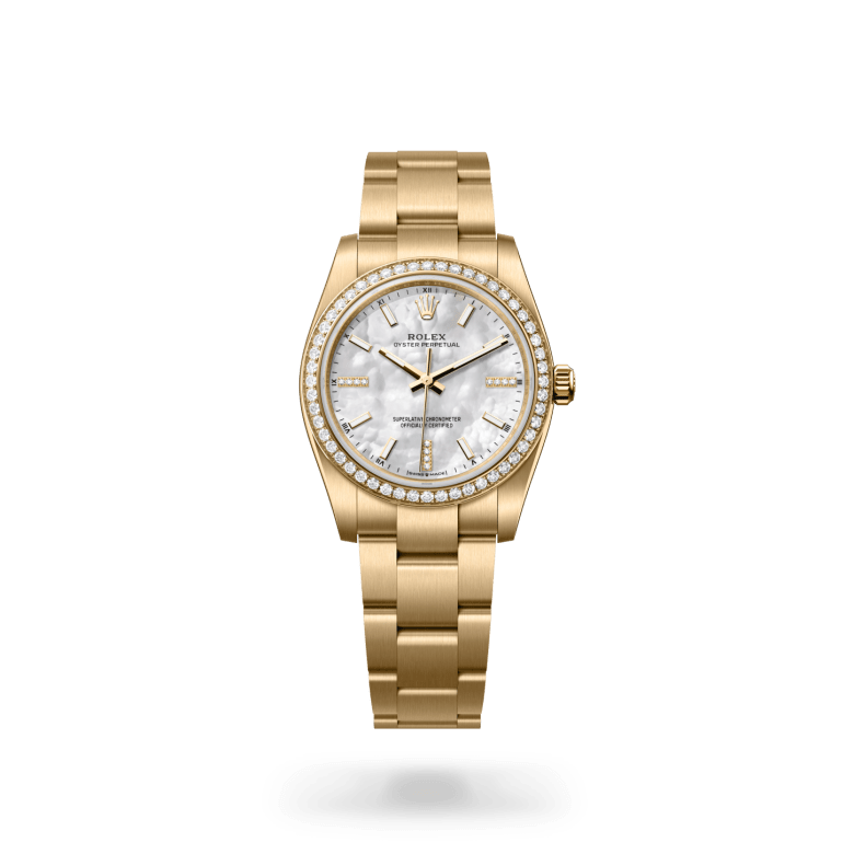 Rolex Oyster Perpetual 34 Oyster, 34 mm, sarı altın ve pırlanta M124248RBR-0001