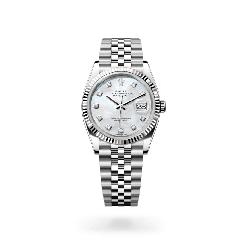 Rolex Datejust 36 Oyster, 36 mm, Oystersteel çelik ve beyaz altın M126234-0019