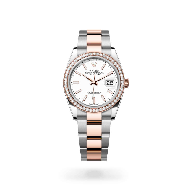 Rolex Datejust 36 Oyster, 36 mm, Oystersteel çelik, Everose altın ve pırlanta M126281RBR-0006