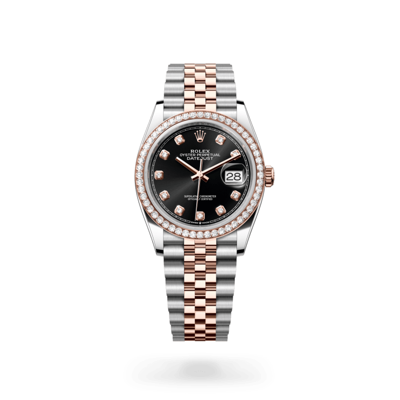 Rolex Datejust 36 Oyster, 36 mm, Oystersteel çelik, Everose altın ve pırlanta M126281RBR-0007