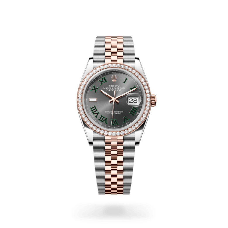 Rolex Datejust 36 Oyster, 36 mm, Oystersteel çelik, Everose altın ve pırlanta M126281RBR-0017