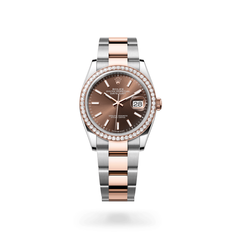 Rolex Datejust 36 Oyster, 36 mm, Oystersteel çelik, Everose altın ve pırlanta M126281RBR-0032