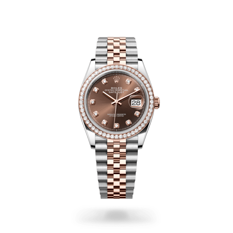 Rolex Datejust 36 Oyster, 36 mm, Oystersteel çelik, Everose altın ve pırlanta M126281RBR-0041
