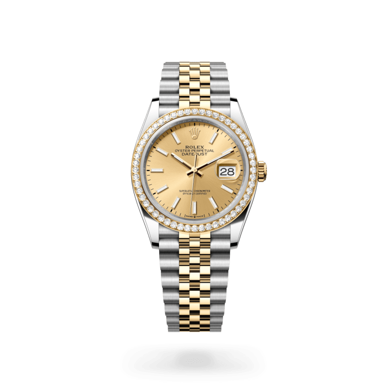Rolex Datejust 36 Oyster, 36 mm, Oystersteel çelik, sarı altın ve pırlanta M126283RBR-0001
