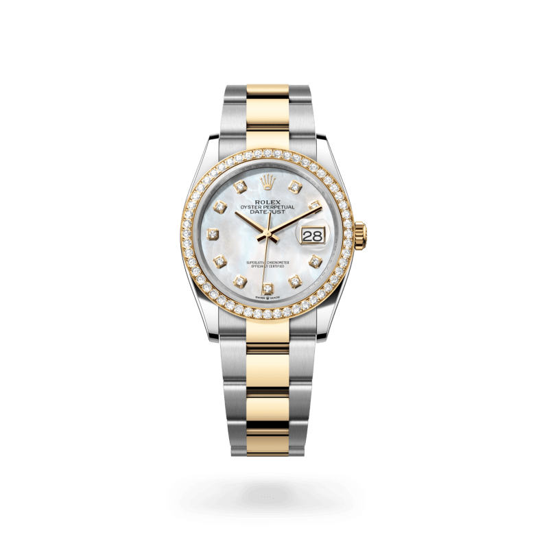 Rolex Datejust 36 Oyster, 36 mm, Oystersteel çelik, sarı altın ve pırlanta M126283RBR-0010