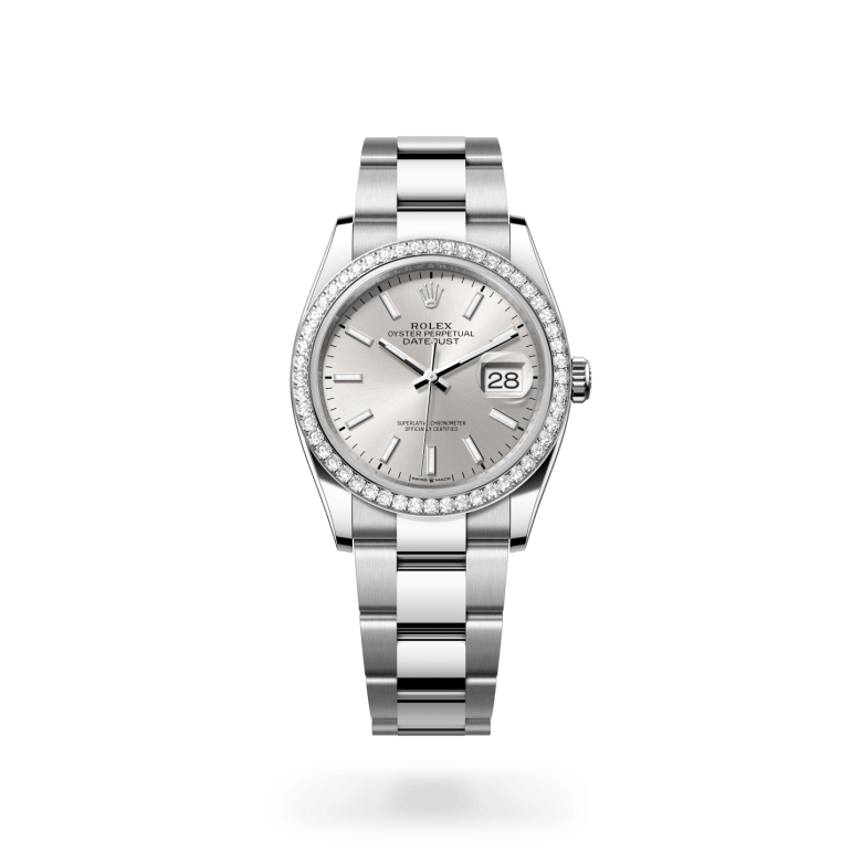 Rolex Datejust 36 Oyster, 36 mm, Oystersteel çelik, beyaz altın ve pırlanta M126284RBR-0006