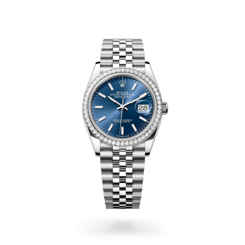 Rolex Datejust 36 Oyster, 36 mm, Oystersteel çelik, beyaz altın ve pırlanta M126284RBR-0009