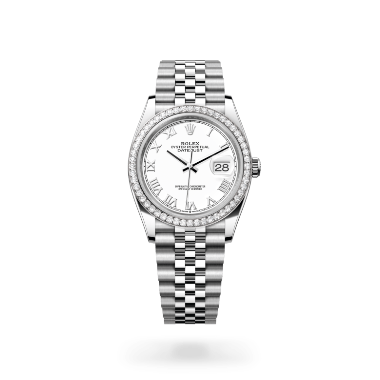 Rolex Datejust 36 Oyster, 36 mm, Oystersteel çelik, beyaz altın ve pırlanta M126284RBR-0017
