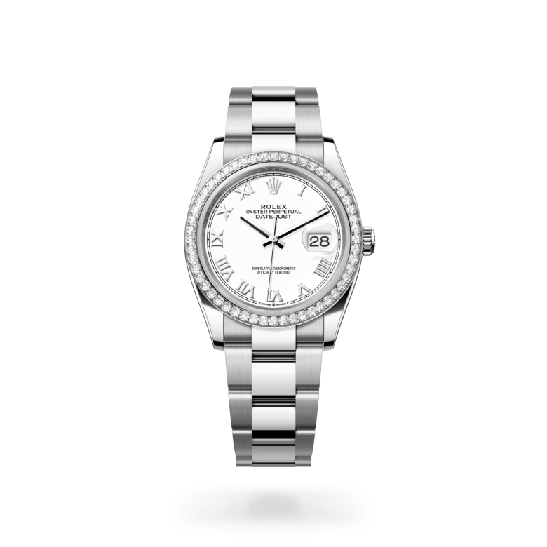 Rolex Datejust 36 Oyster, 36 mm, Oystersteel çelik, beyaz altın ve pırlanta M126284RBR-0018