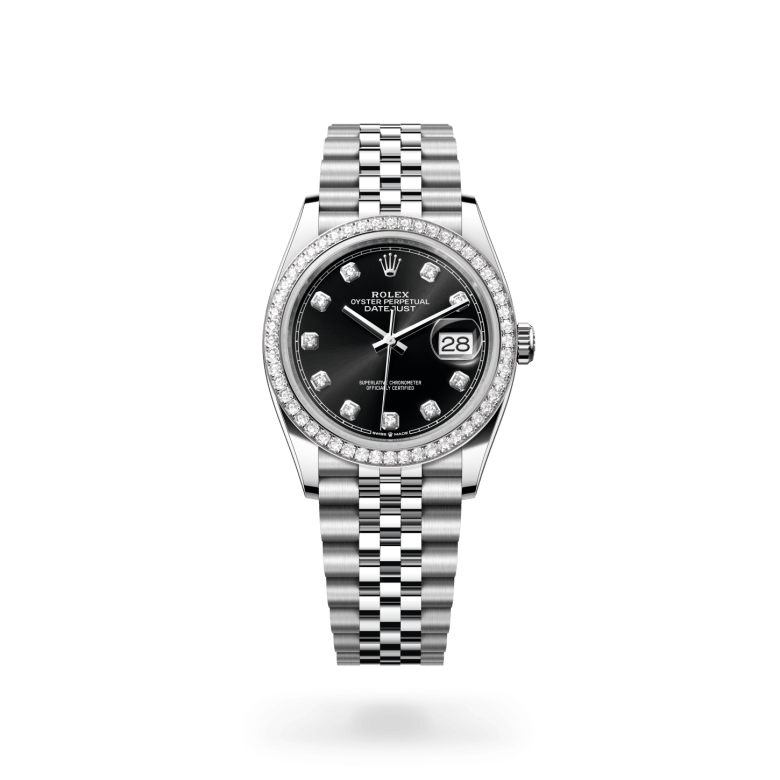 Rolex Datejust 36 Oyster, 36 mm, Oystersteel çelik, beyaz altın ve pırlanta M126284RBR-0019