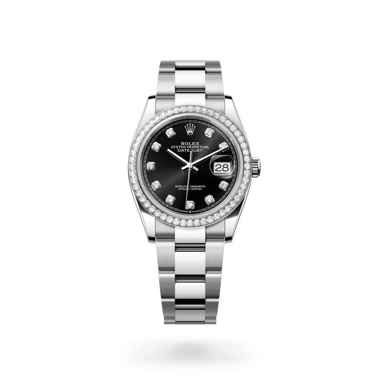 Rolex Datejust 36 Oyster, 36 mm, Oystersteel çelik, beyaz altın ve pırlanta M126284RBR-0020