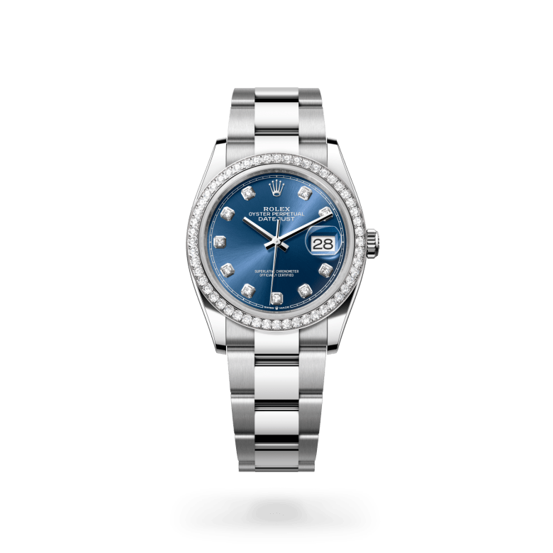 Rolex Datejust 36 Oyster, 36 mm, Oystersteel çelik, beyaz altın ve pırlanta M126284RBR-0030