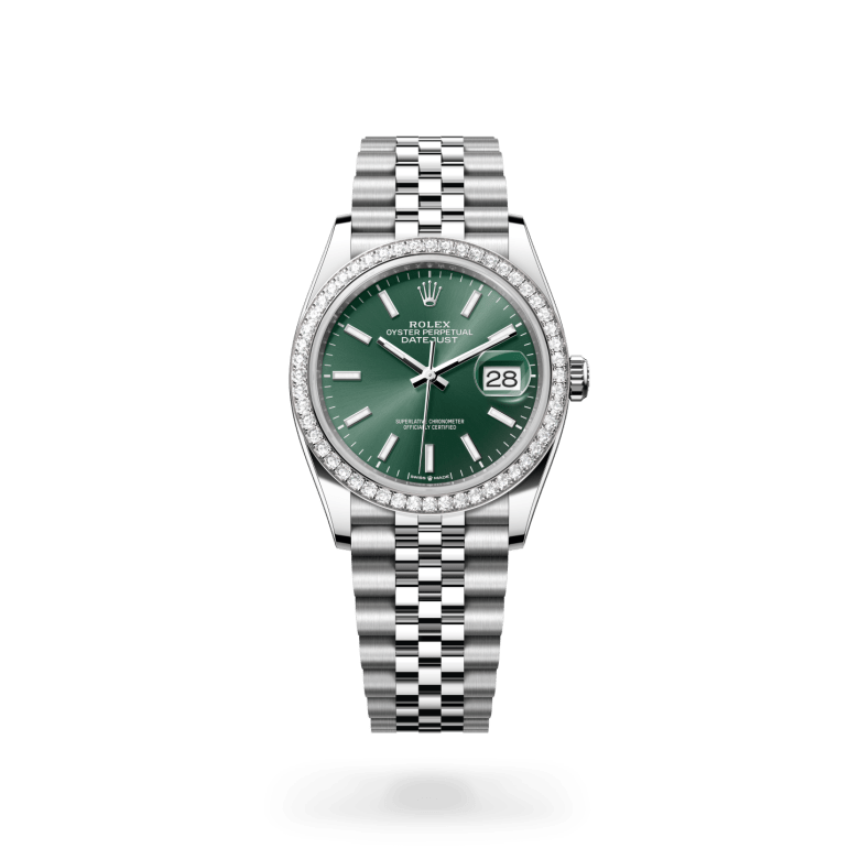 Rolex Datejust 36 Oyster, 36 mm, Oystersteel çelik, beyaz altın ve pırlanta M126284RBR-0043