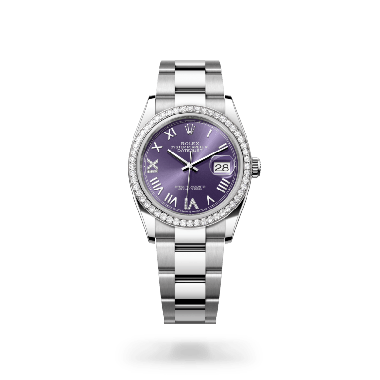 Rolex Datejust 36 Oyster, 36 mm, Oystersteel çelik, beyaz altın ve pırlanta M126284RBR-0056
