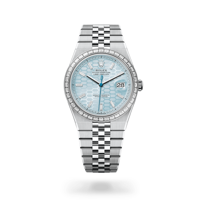 Rolex Land-Dweller 40 Oyster, 40 mm, platin ve pırlanta M127386TBR-0001