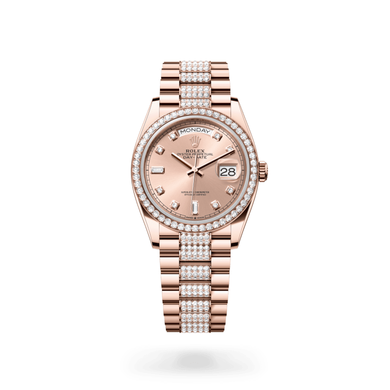 Rolex Day-Date 36 Oyster, 36 mm, Everose altın ve pırlanta M128345RBR-0020