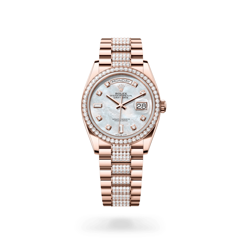 Rolex Day-Date 36 Oyster, 36 mm, Everose altın ve pırlanta M128345RBR-0030