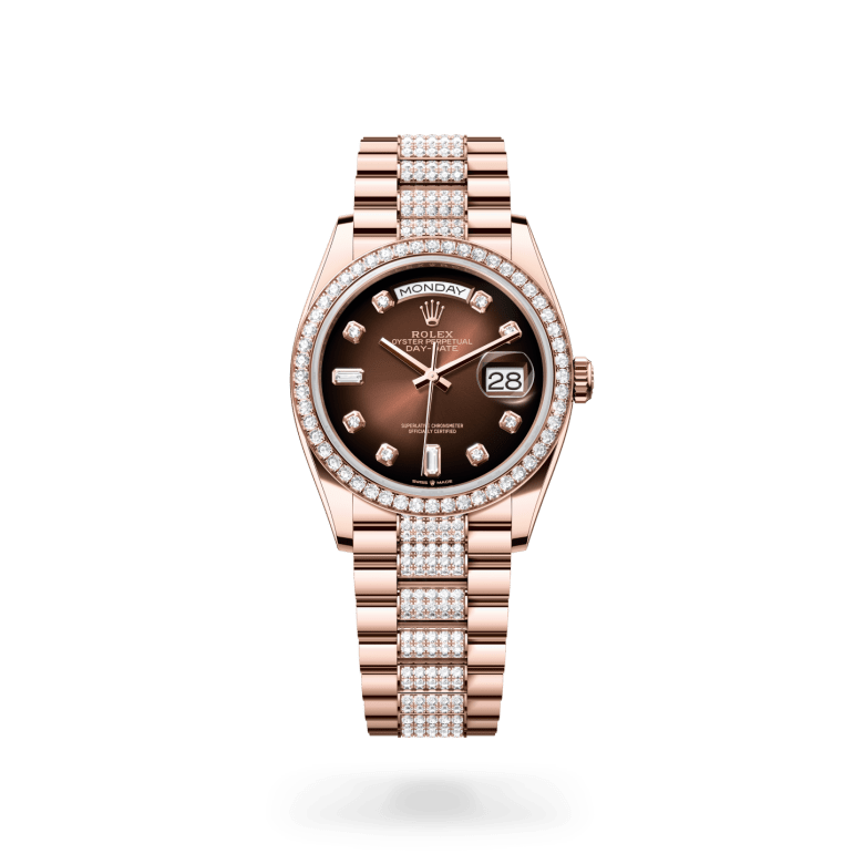 Rolex Day-Date 36 Oyster, 36 mm, Everose altın ve pırlanta M128345RBR-0041