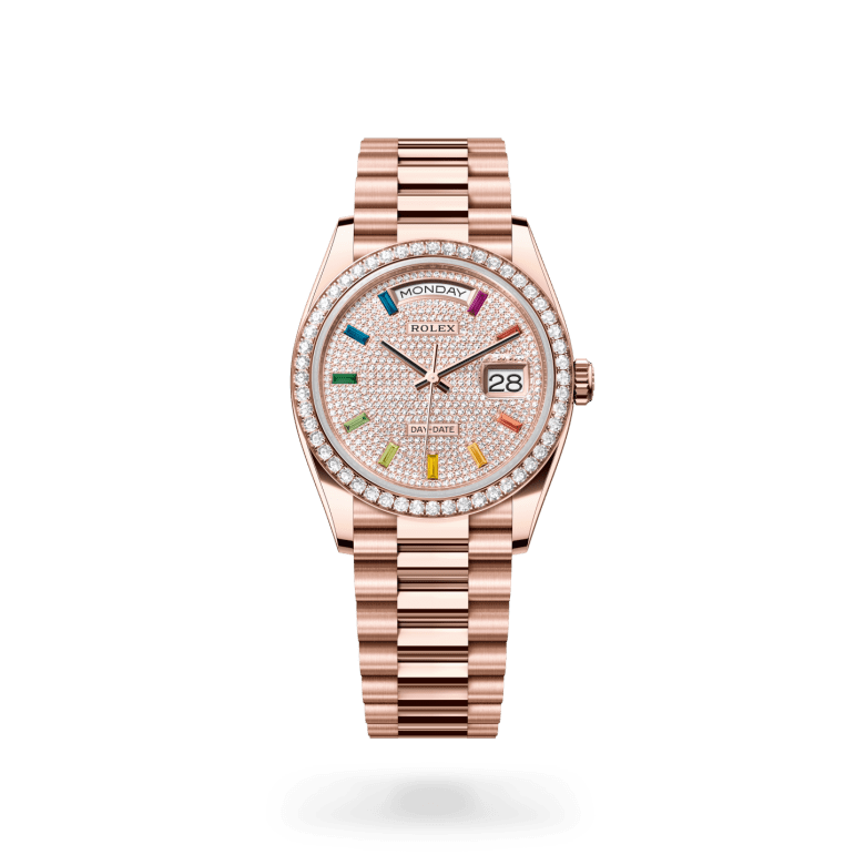 Rolex Day-Date 36 Oyster, 36 mm, Everose altın ve pırlanta M128345RBR-0042