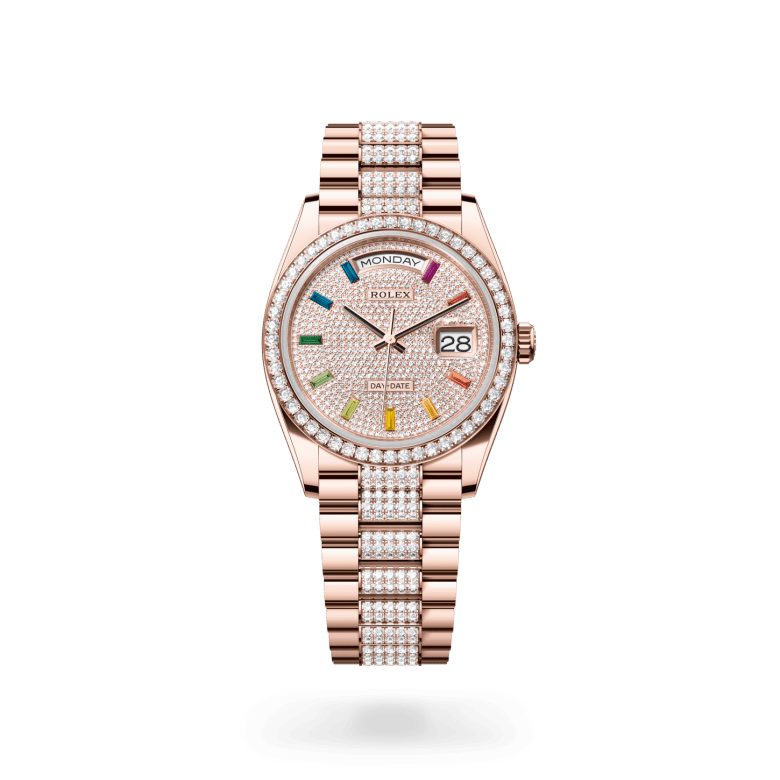 Rolex Day-Date 36 Oyster, 36 mm, Everose altın ve pırlanta M128345RBR-0043