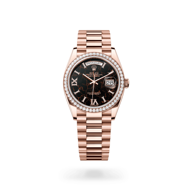 Rolex Day-Date 36 Oyster, 36 mm, Everose altın ve pırlanta M128345RBR-0044