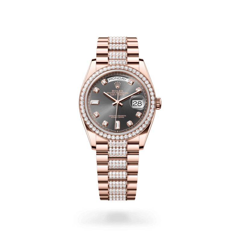 Rolex Day-Date 36 Oyster, 36 mm, Everose altın ve pırlanta M128345RBR-0053