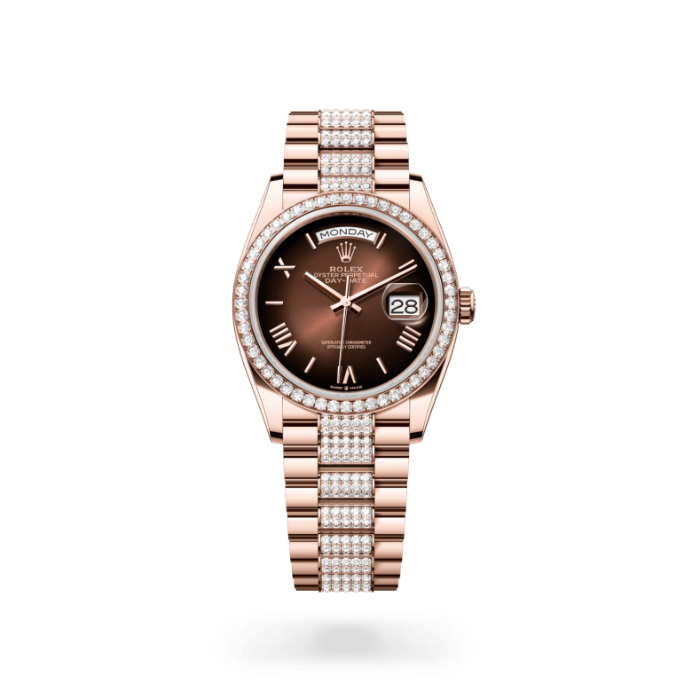 Rolex Day-Date 36 Oyster, 36 mm, Everose altın ve pırlanta M128345RBR-0076