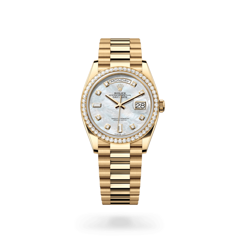 Rolex Day-Date 36 Oyster, 36 mm, sarı altın ve pırlanta M128348RBR-0017