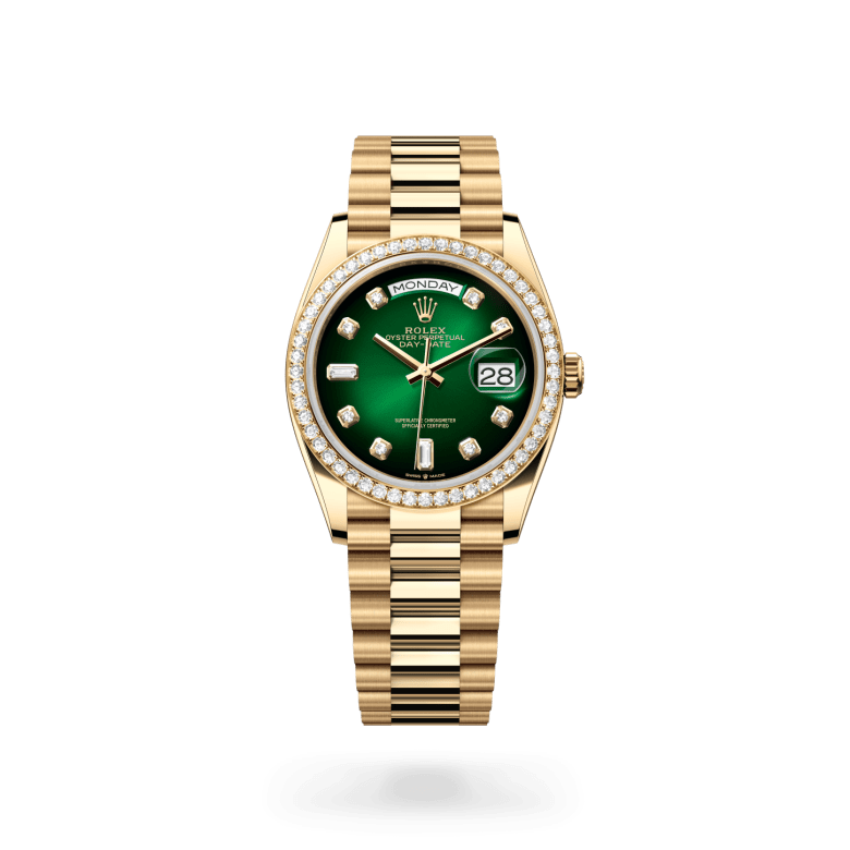 Rolex Day-Date 36 Oyster, 36 mm, sarı altın ve pırlanta M128348RBR-0035