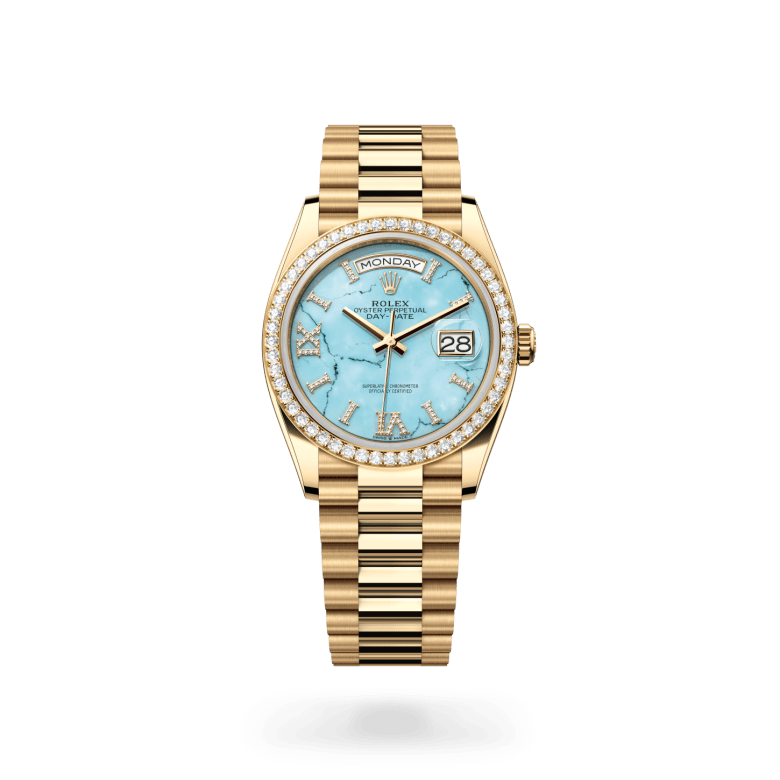 Rolex Day-Date 36 Oyster, 36 mm, sarı altın ve pırlanta M128348RBR-0037