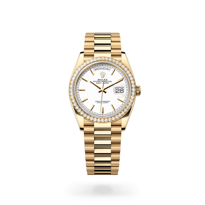 Rolex Day-Date 36 Oyster, 36 mm, sarı altın ve pırlanta M128348RBR-0047
