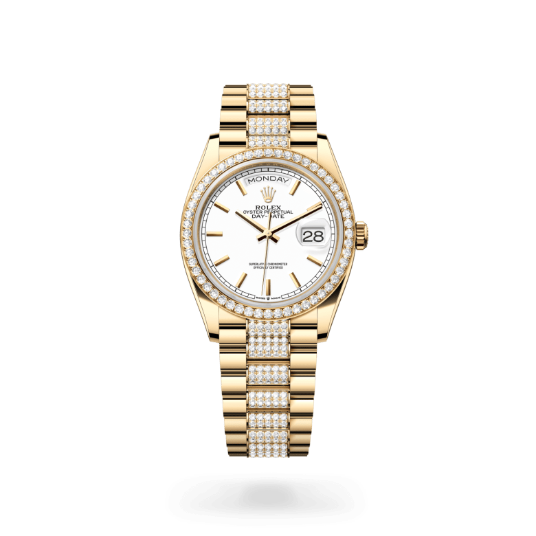 Rolex Day-Date 36 Oyster, 36 mm, sarı altın ve pırlanta M128348RBR-0048