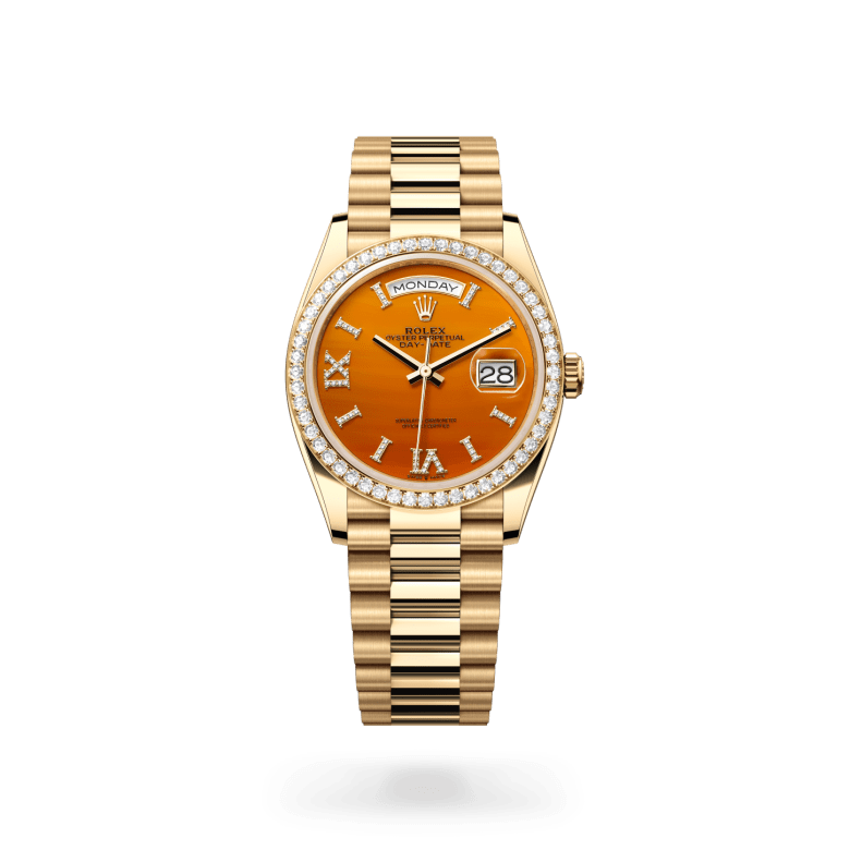 Rolex Day-Date 36 Oyster, 36 mm, sarı altın ve pırlanta M128348RBR-0049