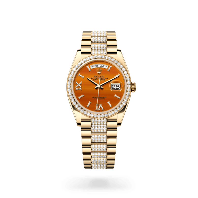 Rolex Day-Date 36 Oyster, 36 mm, sarı altın ve pırlanta M128348RBR-0050