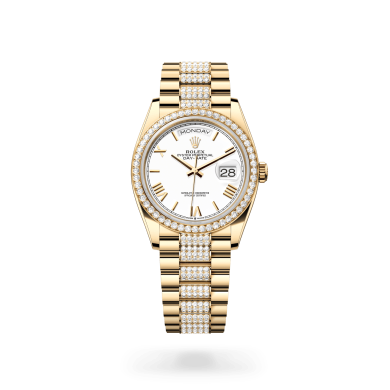 Rolex Day-Date 36 Oyster, 36 mm, sarı altın ve pırlanta M128348RBR-0065