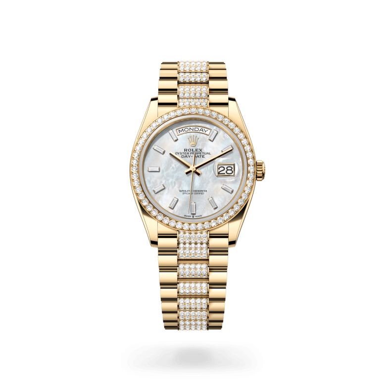 Rolex Day-Date 36 Oyster, 36 mm, sarı altın ve pırlanta M128348RBR-0071