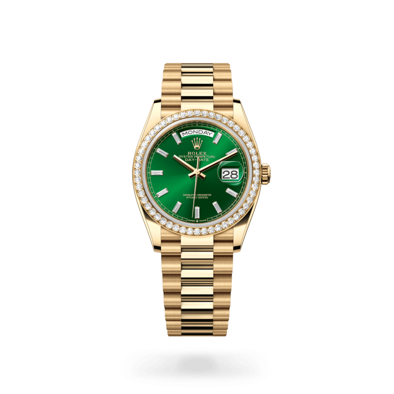 Rolex Day-Date 36 Oyster, 36 mm, sarı altın ve pırlanta M128348RBR-0078