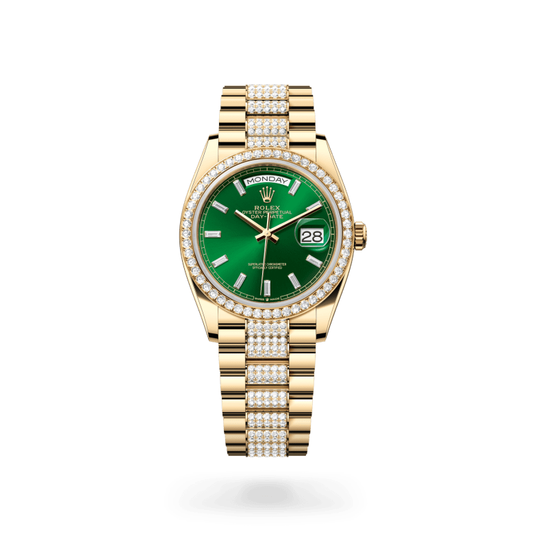 Rolex Day-Date 36 Oyster, 36 mm, sarı altın ve pırlanta M128348RBR-0079
