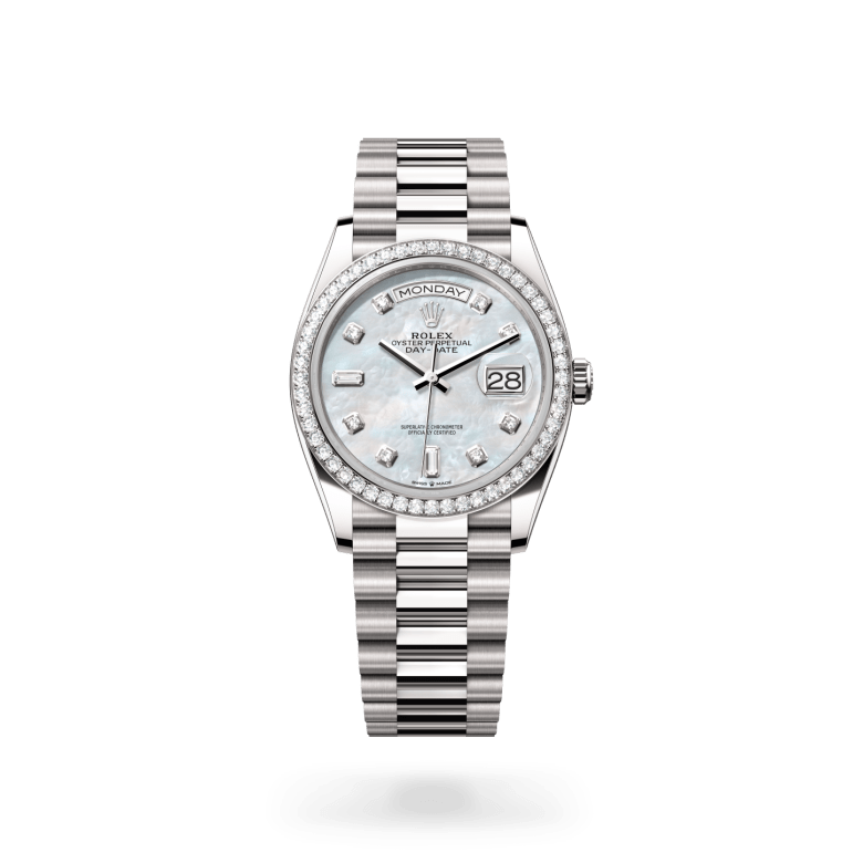 Rolex Day-Date 36 Oyster, 36 mm, beyaz altın ve pırlanta M128349RBR-0004