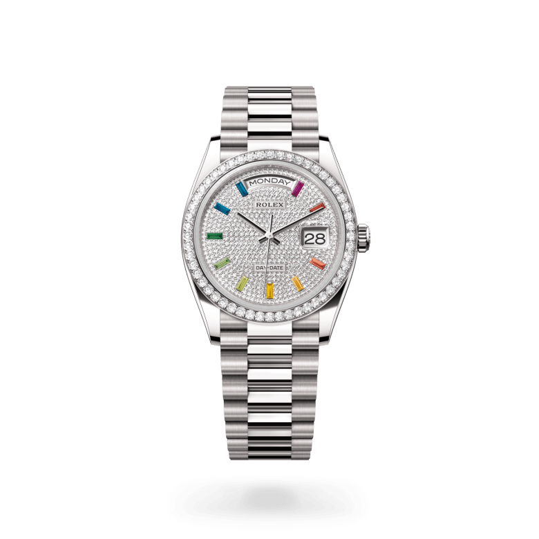 Rolex Day-Date 36 Oyster, 36 mm, beyaz altın ve pırlanta M128349RBR-0006