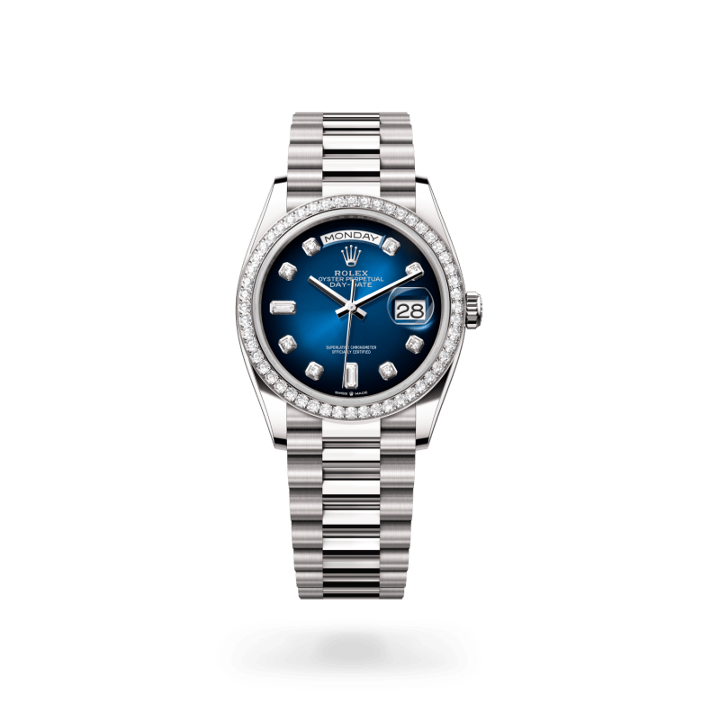 Rolex Day-Date 36 Oyster, 36 mm, beyaz altın ve pırlanta M128349RBR-0010