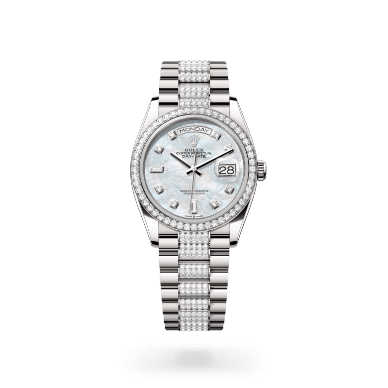 Rolex Day-Date 36 Oyster, 36 mm, beyaz altın ve pırlanta M128349RBR-0014