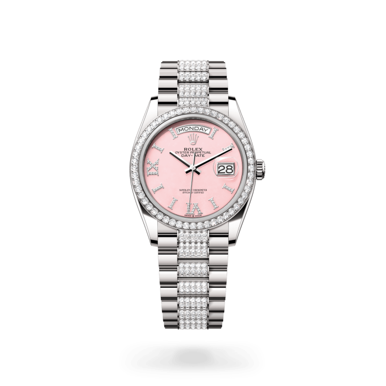 Rolex Day-Date 36 Oyster, 36 mm, beyaz altın ve pırlanta M128349RBR-0017