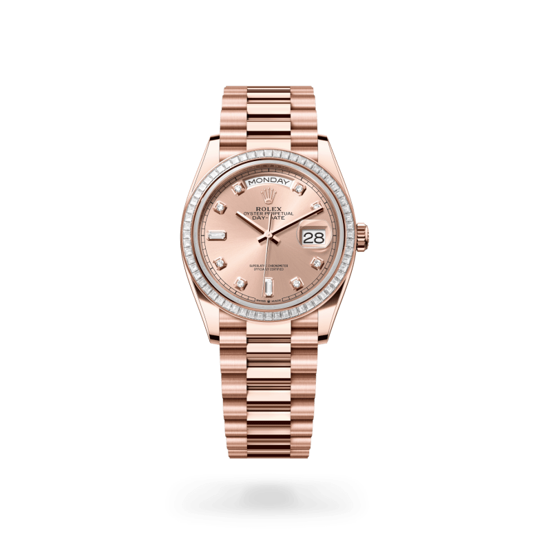 Rolex Day-Date 36 Oyster, 36 mm, Everose altın ve pırlanta M128395TBR-0002