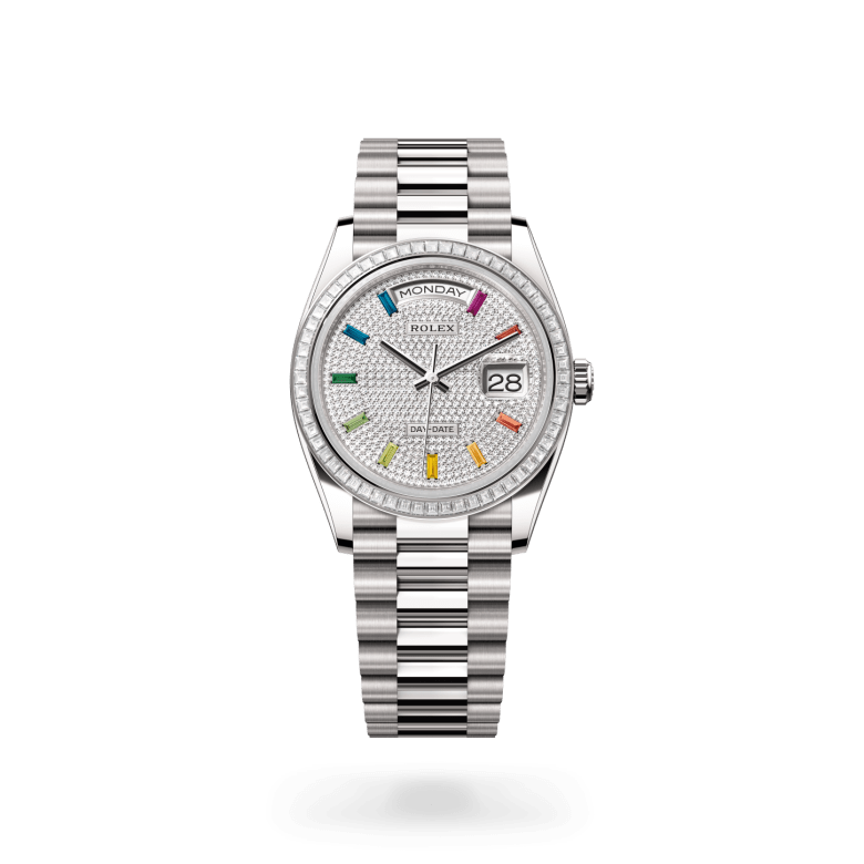 Rolex Day-Date 36 Oyster, 36 mm, beyaz altın ve pırlanta M128399TBR-0005