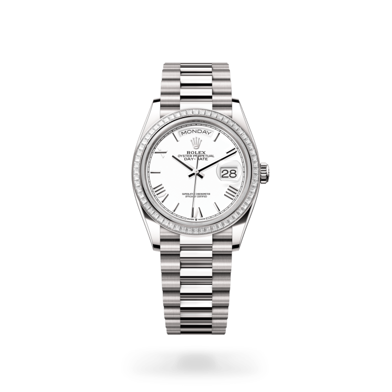 Rolex Day-Date 36 Oyster, 36 mm, beyaz altın ve pırlanta M128399TBR-0019