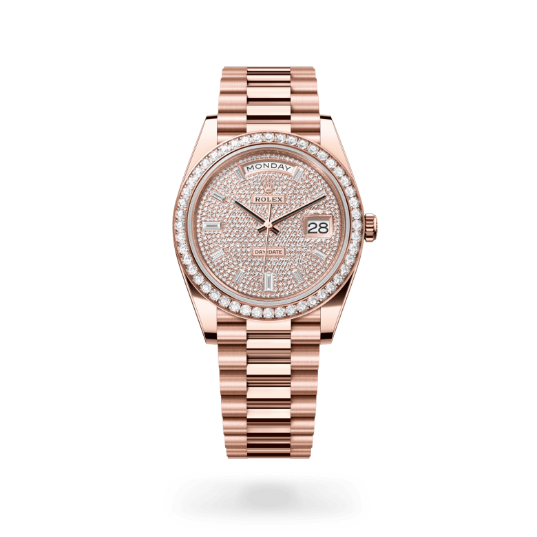 Rolex Day-Date 40 Oyster, 40 mm, Everose altın ve pırlanta M228345RBR-0002