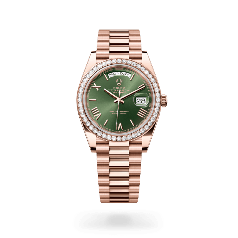 Rolex Day-Date 40 Oyster, 40 mm, Everose altın ve pırlanta M228345RBR-0011
