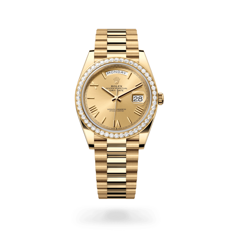 Rolex Day-Date 40 Oyster, 40 mm, sarı altın ve pırlanta M228348RBR-0003