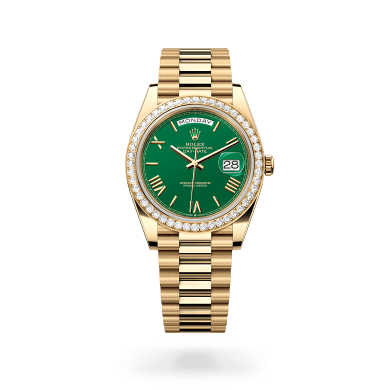 Rolex Day-Date 40 Oyster, 40 mm, sarı altın ve pırlanta M228348RBR-0040